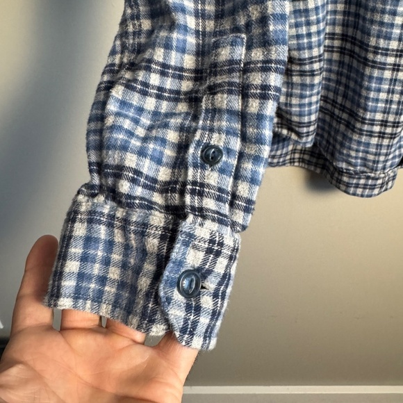 Roots Men's Flannel Long Sleeve Plaid‎ Button Up Shirt Blue Size X-Large Western - Picture 2 of 15